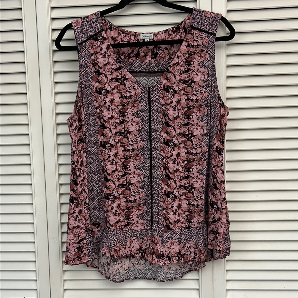 Floral Sleeveless Top - Pink and Black